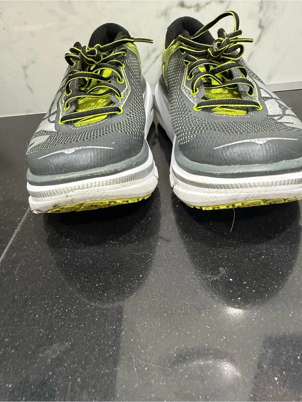 Hoka one one Men's Gray and Lime Athletic Running Shoes